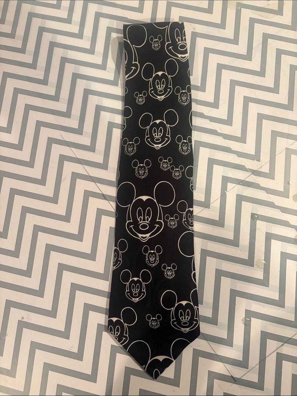 Black Mickey Mouse Pattern Men's Tie
